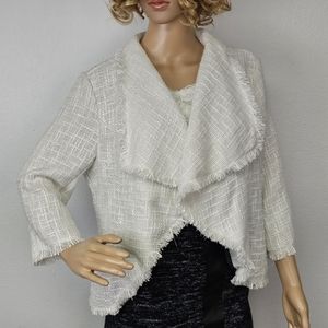 Dear Creatures Modcloth Jacket NEW White Open Weave Sz L Vanilla Girl Neutral